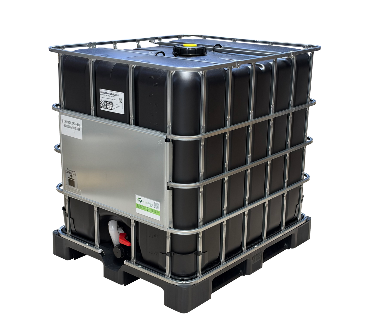 1000 L IBC Container, NEU, Kunststoff-Palette, 150/50, Entgasung (F17), schwarz, GREIF, UN