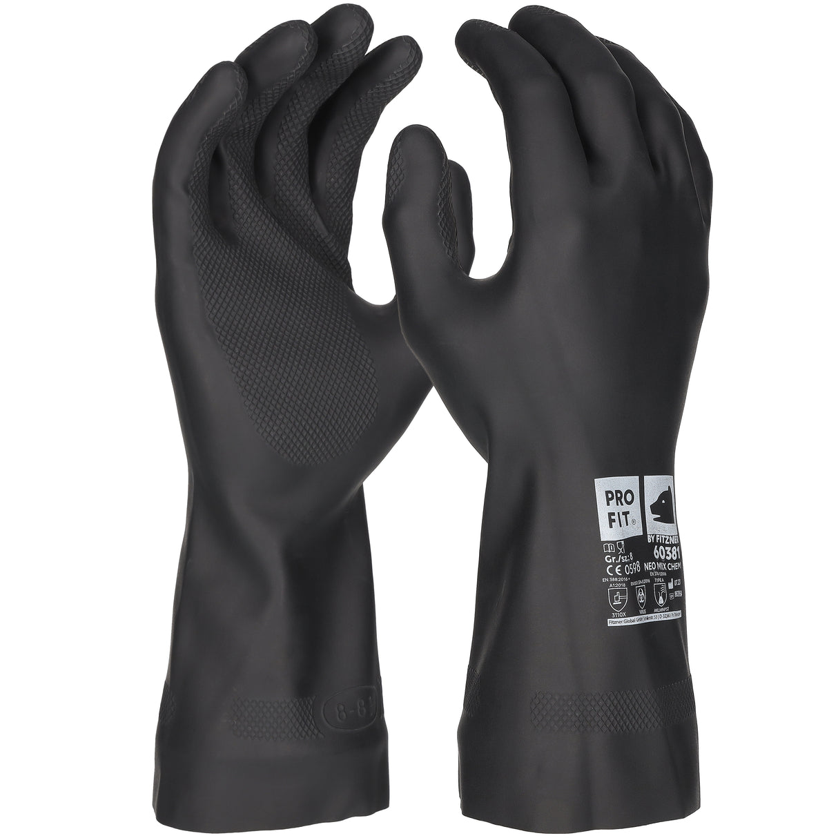 Pro-Fit® Neopren/Latex Chemikalienschutzhandschuh, 30 cm, schwarz