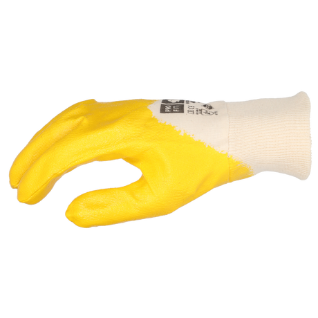 Pro-Fit® Nitril Handschuhe, "Savanne", gelb, 3/4 getaucht, Strickbund