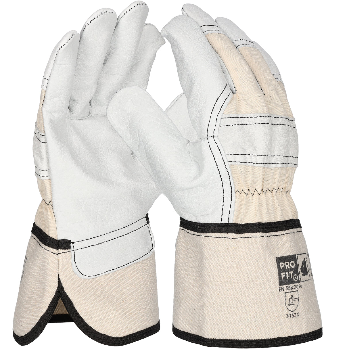Pro-Fit® Rindvoll Leder Arbeitshandschuhe, "Watt", natur