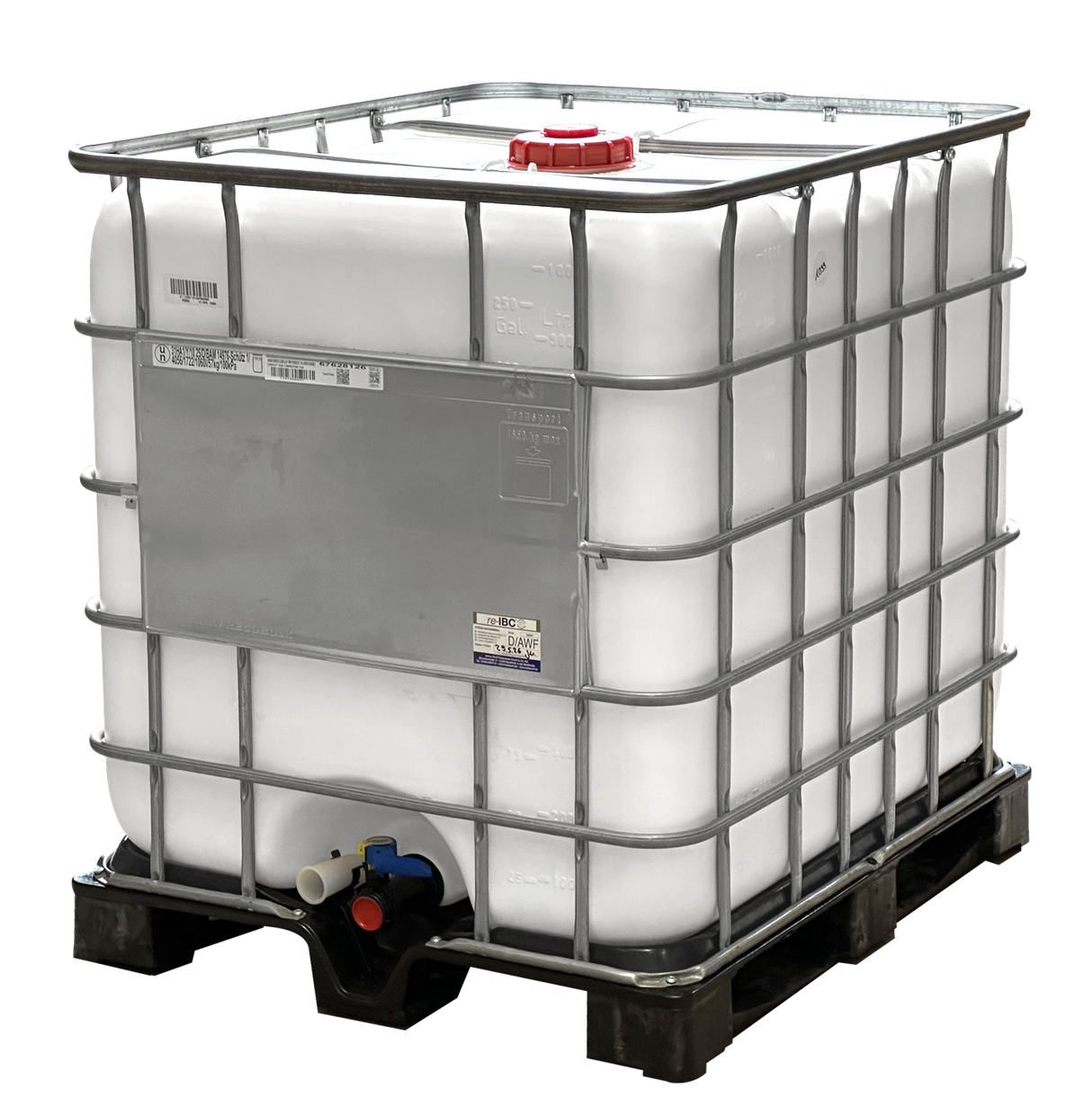 1000 L IBC Container, weiß, Kunststoffpalette, gebraucht gereinigt, 150/50, UN